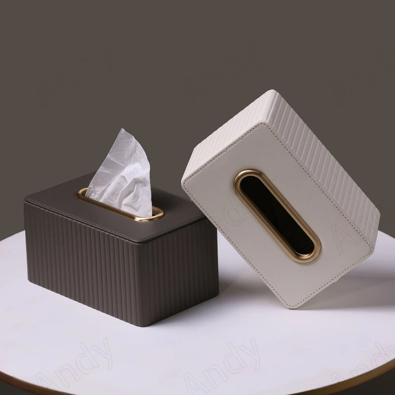

Европейская кожаная коробка для салфеток, декоративные настольные украшения в Вертикальную Полоску, креативные офисные коробки для салфеток, Современное украшение для дома