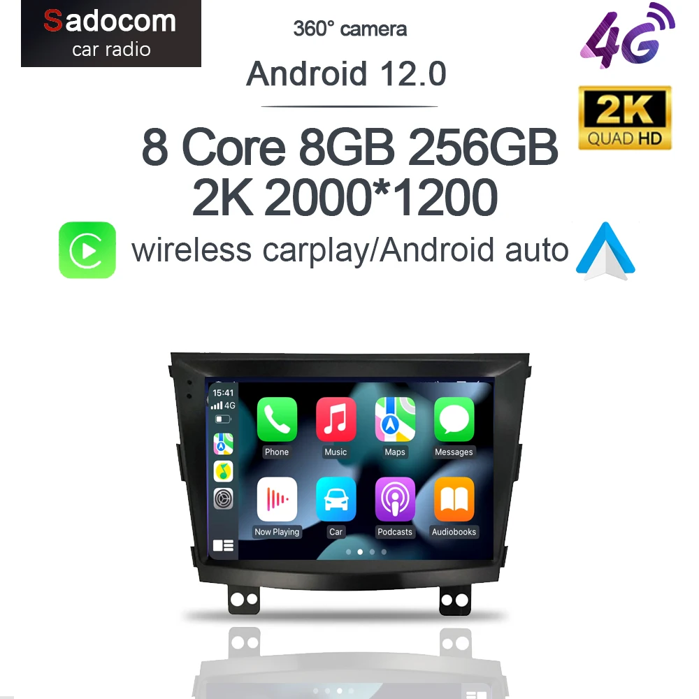 

2K 2000*1200 wireless Carplay12.0 8G+128G IPS Car DVD Player multimedia GPS WIFI autoradio For Ssangyong Tivolan 2014-2017