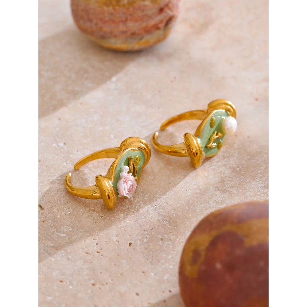 Yhpup Ring 18K Golden PVD Plated Stainless Steel
