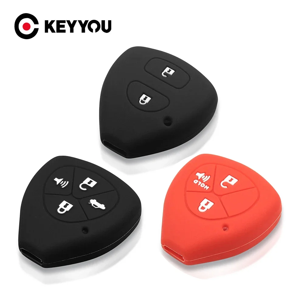 Silicone Car Key Case Cover For Toyota Auris HiLux Corolla Fortuner Prado Verso Camry Yaris Vitz Vios Ractis 2/3/4 Button key cap silicone covers