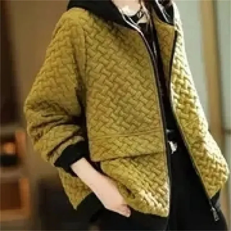 2025 Winter Jacket Thick Corduroy Short Women's Autumn New Velvet Loose Korean Hooded Of Cotton-Padded Clothes Female Shirring