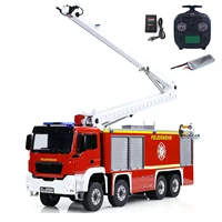 Toys 1/14 Metal Chassis 8x4 Snozzle High-reach Extendable Turret RC Fire Truck Light Sound TOUCAN Painted Finished Car Vehicle 2