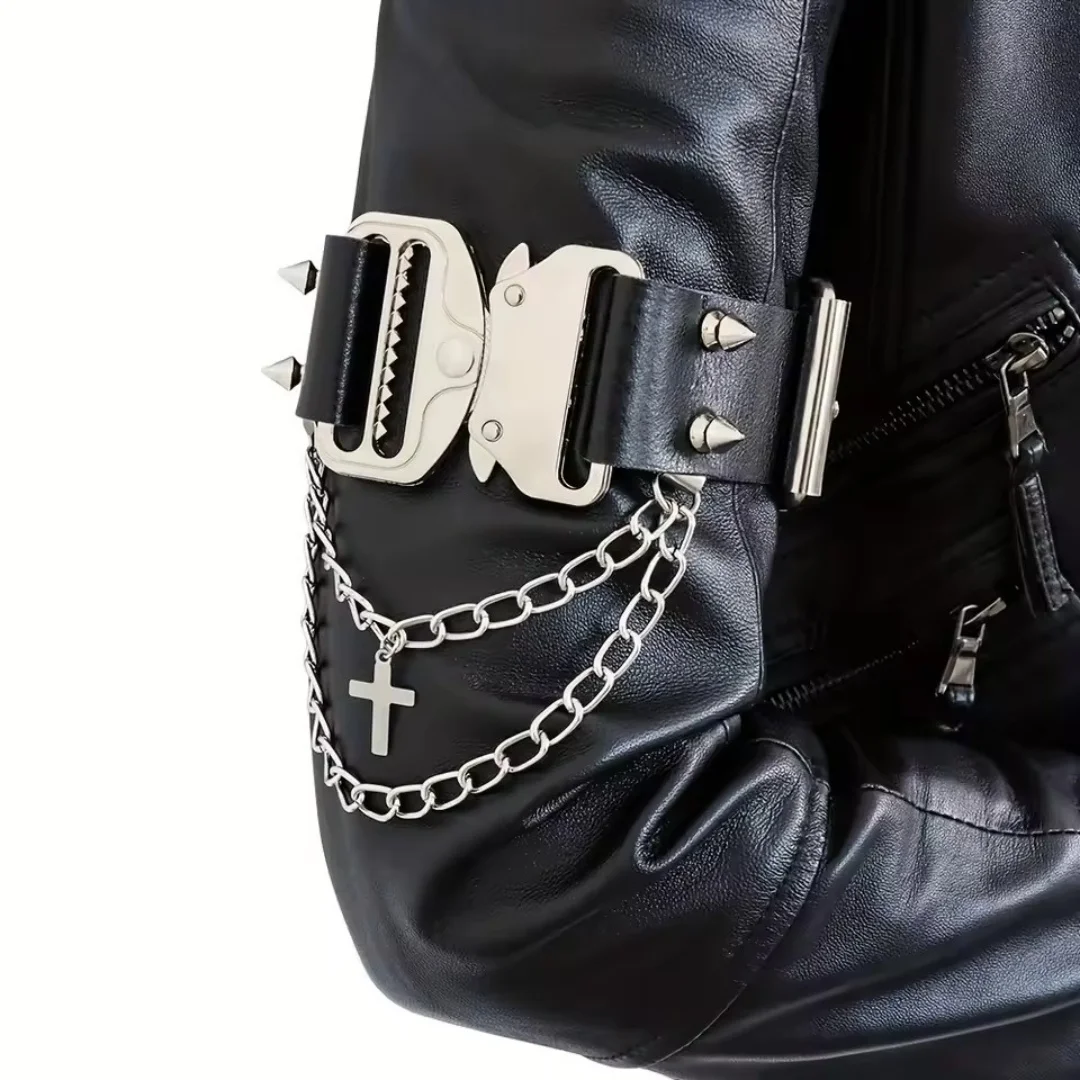 Herren Hip Hop Gürtel Gothic Kunstleder Armstulpe mit dekorativen Quasten für Weihnachten Halloween Karneval Party Modegürtel