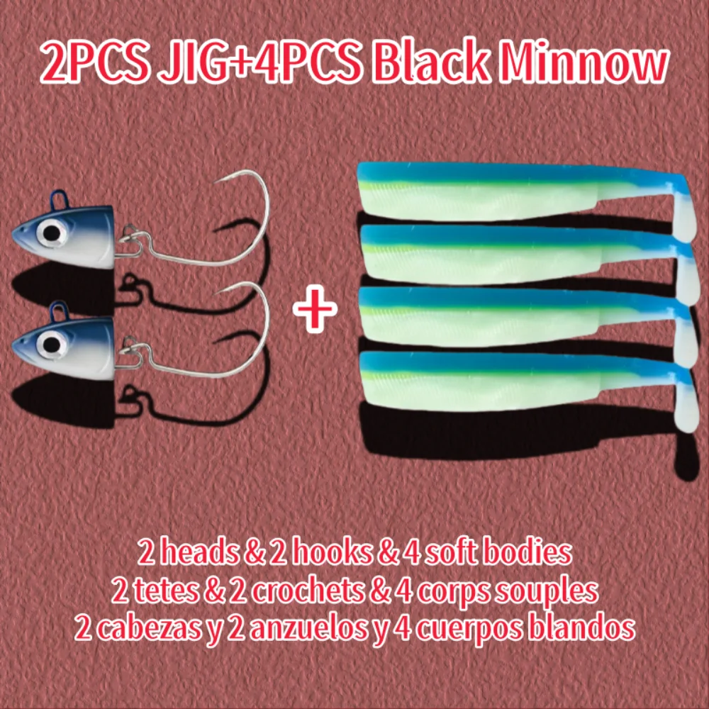 2026 4 Uds Fiiish pececillo negro 70mm/90mm/110mm señuelo de pesca