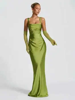 Avrilyaan Satin Spaghetti Strap Strapless Sexy Dress Women Elegant Summer Dress 2025 Backless Bodycon Party Midi Dress Vestidos 1