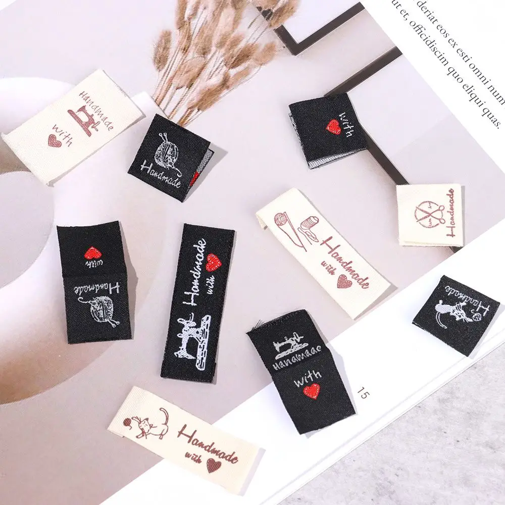 50PCS Heart Shape Woven Supplies Knitting Wool Ball Garment  Accessories Clothing Tags Clothes Labels Handmade With Love