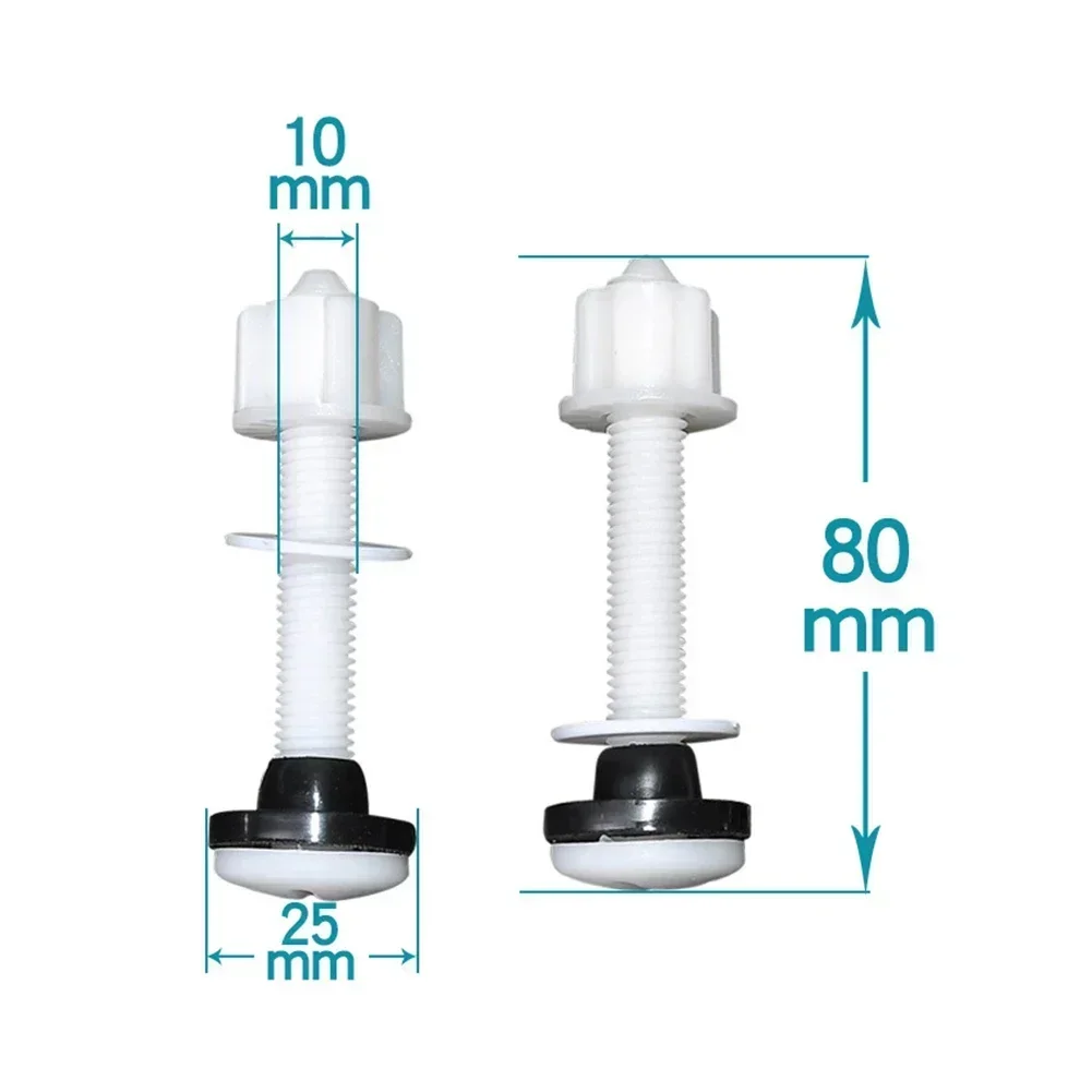 2pcs Toilet Seat Bolts Plastic Hinge Close Coupling Bolts Nuts W/ Washers Bathroom Toilet Seat Household Repair Tools Accessries
