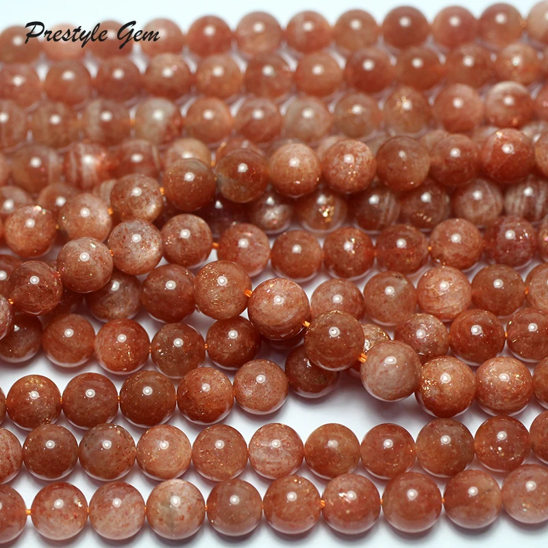 Meihan (Free Shipping) Natural Brazil A++  Golden Sunstone Smooth Round Stone For Jewelry Bracelet DIY Making Design 3