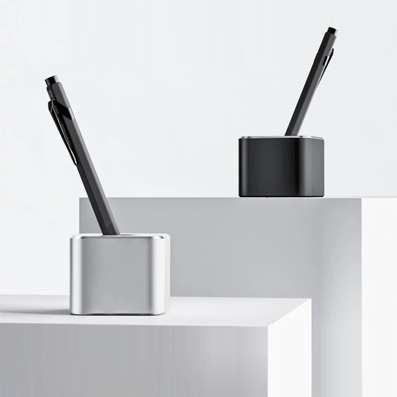 Portable Metal Pen Holder Aluminum Pen Holder with Non-Slip Pad - Versatile Desk Organizer for Bathroom & Office Supplie 2