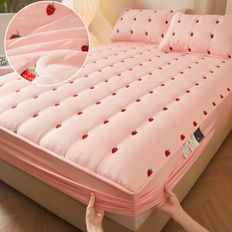 Juste de matelas élastique épaisse brodée, draps ajustés, drap de lit Queen Size, taie d
