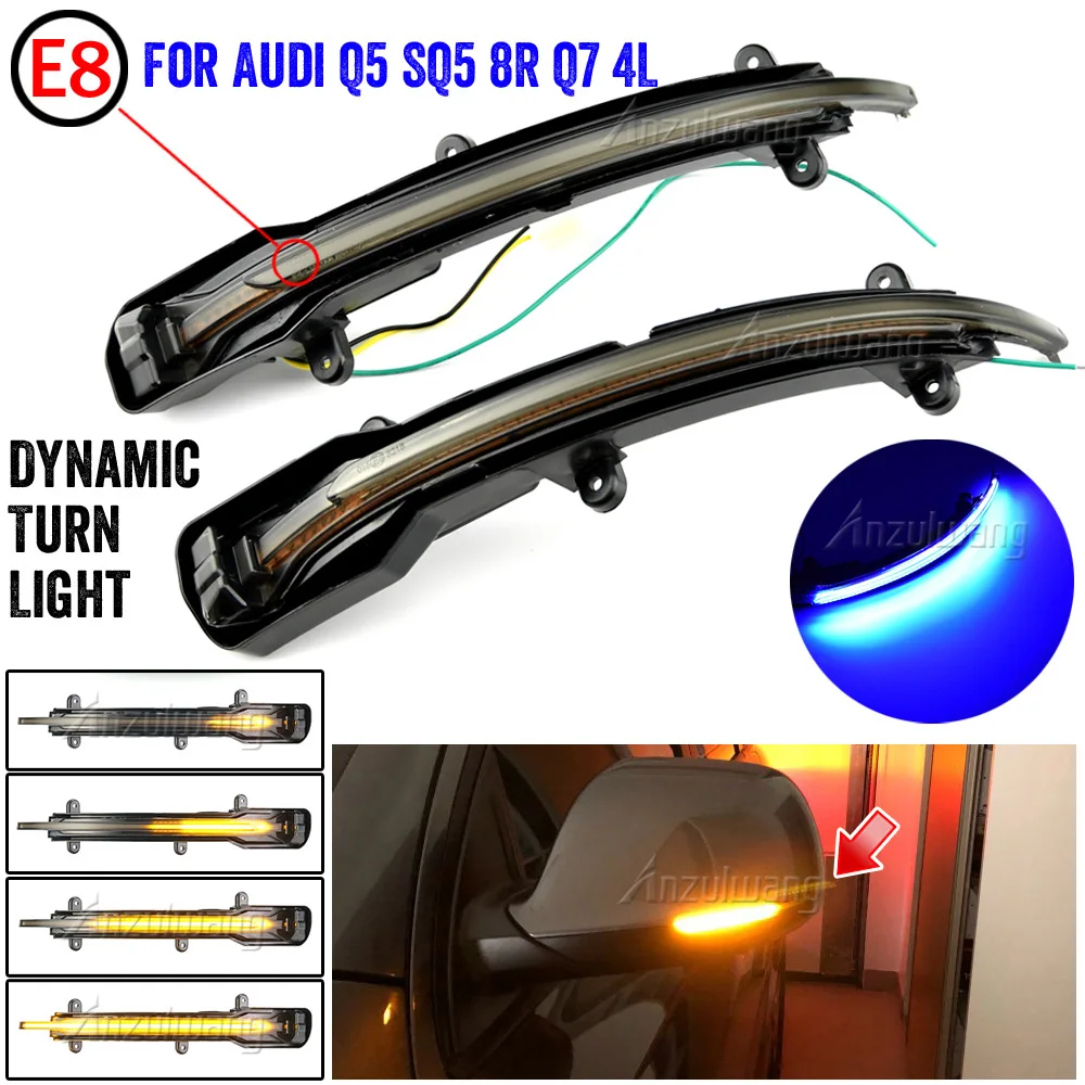 

2pcs For Audi Q5 SQ5 8R 2010-2017 Q7 Facelift 2010-2015 LED Side Wing Dynamic Turn Signal Light Rearview Mirror Indicator