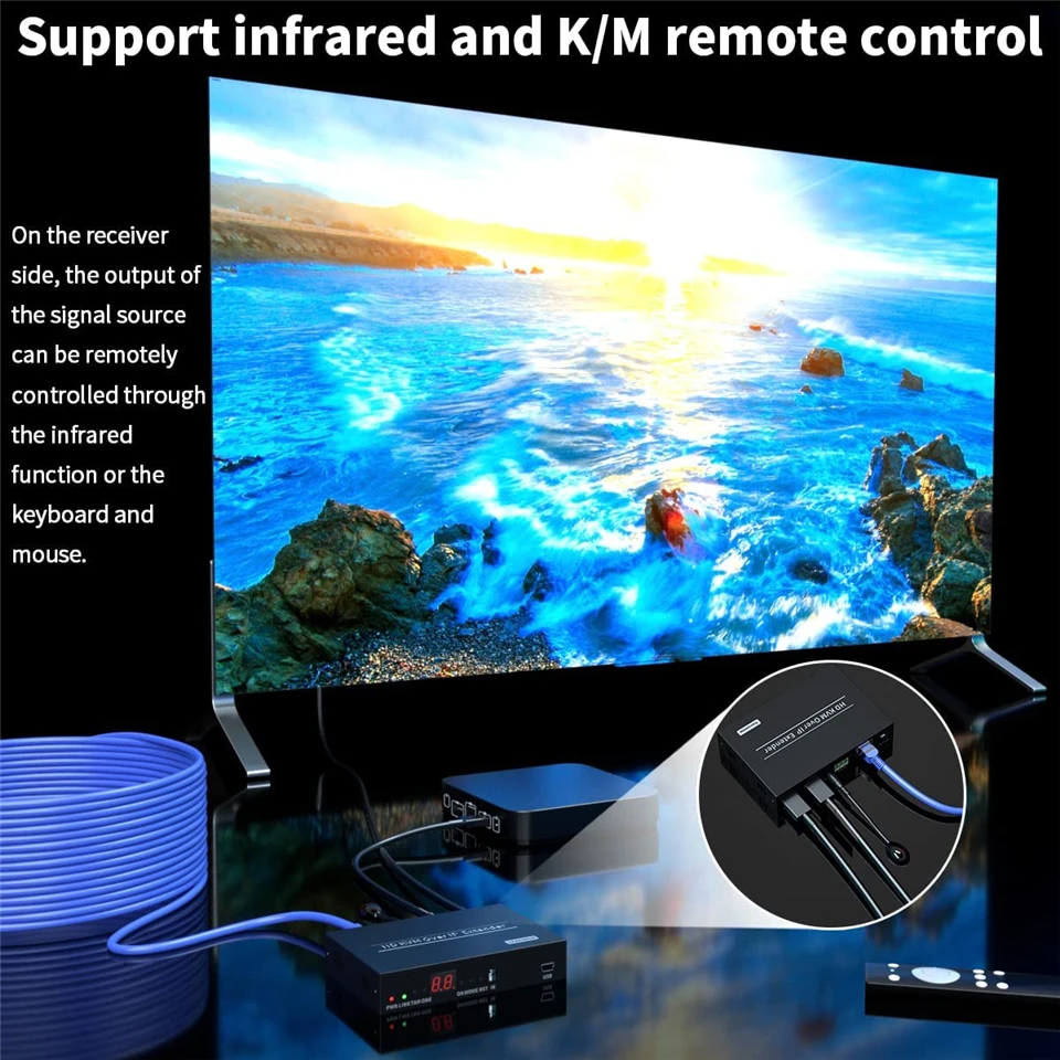 IP Network USB 2.0 KVM Extender RJ45 Ports 1080P HDMI Over LAN KVM Extender 200m