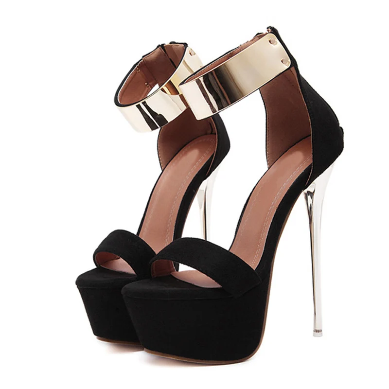 Liyke Fashion Design Metal Ankle Cover Strap Women Sexy 16CM Sandals Platform High Heels Party Club Stripper Pole Dance Shoes 3