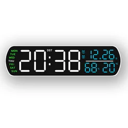 Enhanced Digital Alarm Clock with Temperature, Humidity, Date Display, Dual Alarms, Countdown Timer, Daylight Saving Time, Snooze Function, Auto - Dimming, and 12/24H LED Display (WWBLG)