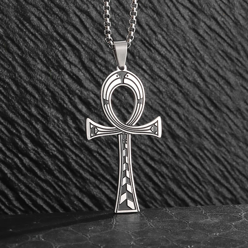 Collana Con Ciondolo Chiave A Forma Di Croce Ankh In Acciaio Inossidabile Uomo Donna Amuleto Faraone Patron Saint Jewelry