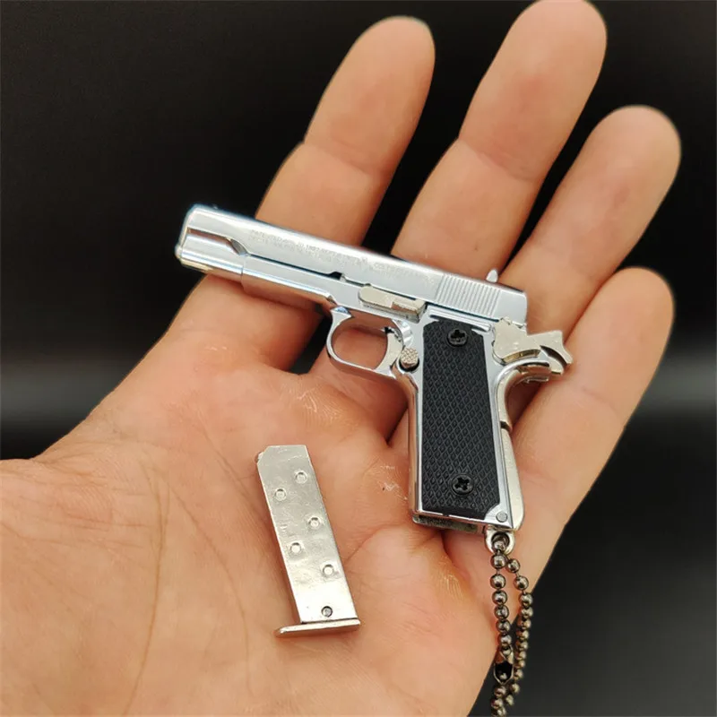 ミニチュア金属銃キーホルダー,おもちゃの銃,合金ピストル