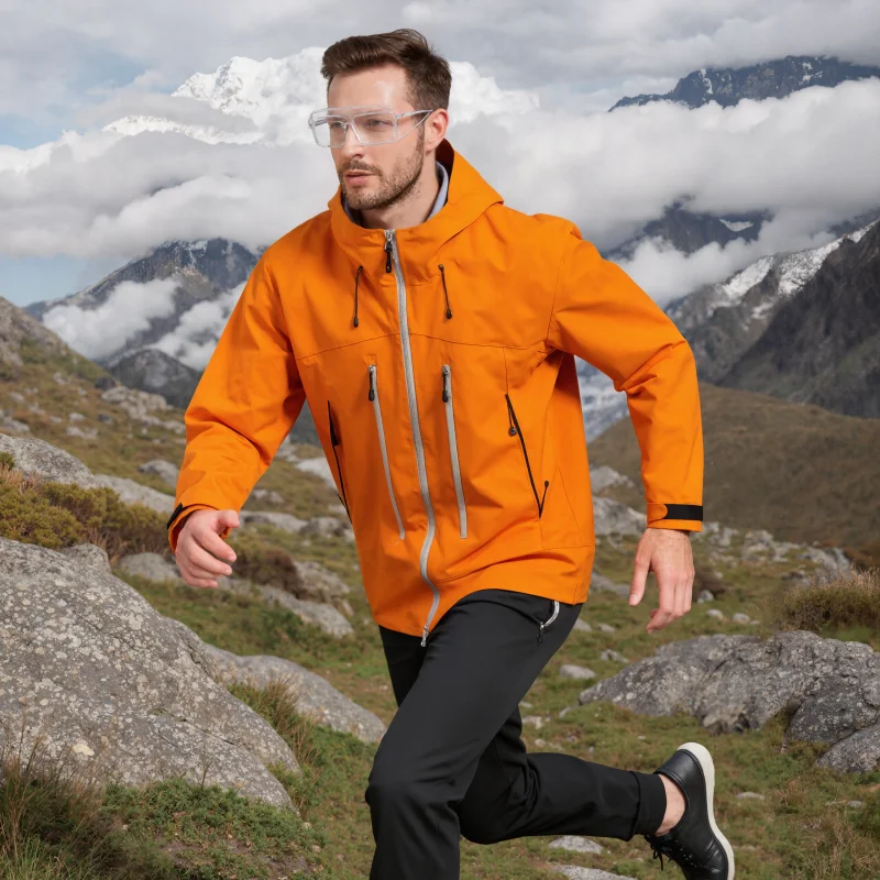 EiAO Hard Shell Jacket Men Women Waterproof Windproof Camping Travel Adventure Seam Sealed Outdoor Hiking Detachable Hood