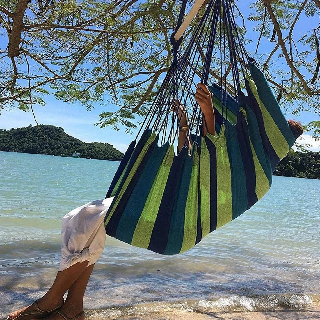 Swing Garden Hammock Chair Outdoor Portable Thicken Hammock Garden Travel Camping Throw Pillow Swing Chair