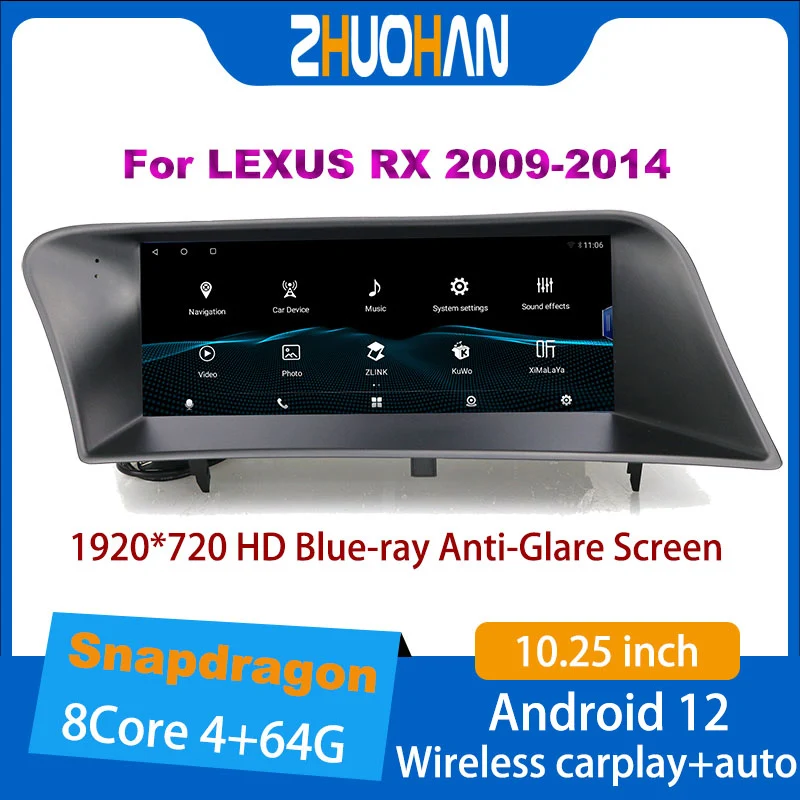 

128G 10.25" Android 12 For Lexus RX 200T 270 300 350 450h 400h 350L 2009-2014 Auto Radio GPS Navigation Car DVD Player 4G Stereo