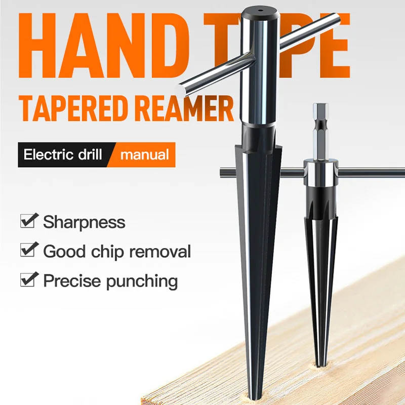 HUHAO 1/2PCS Hand Taper Reamer HHS Chamfer Reaming Wood Metal Plastic Drilling Tools Deburring Enlarge Pin Hole Taper Reamer