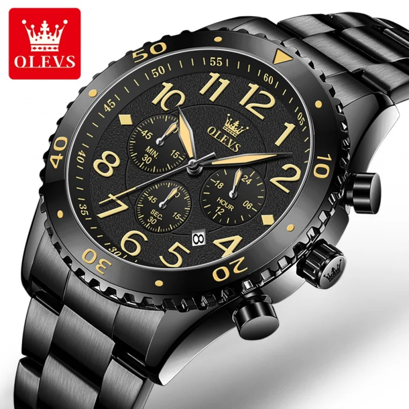 

OLEVS 9969 Cheap Source Geneva New Fashion Men Stainless Steel Band Watch Quartz Watches