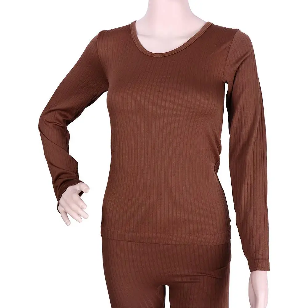 Lady Autumn Winter Thermal Underwear Trendy Solid color O-Neck Seamless T-Shirt Long Johns Set Sexy Soft Elastic Underwear