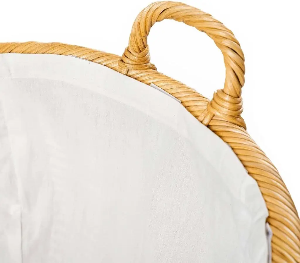 Oval Wicker Laundry Basket, 25 in L x 19 in W x 14 in H (17 in overall H), Sandstone