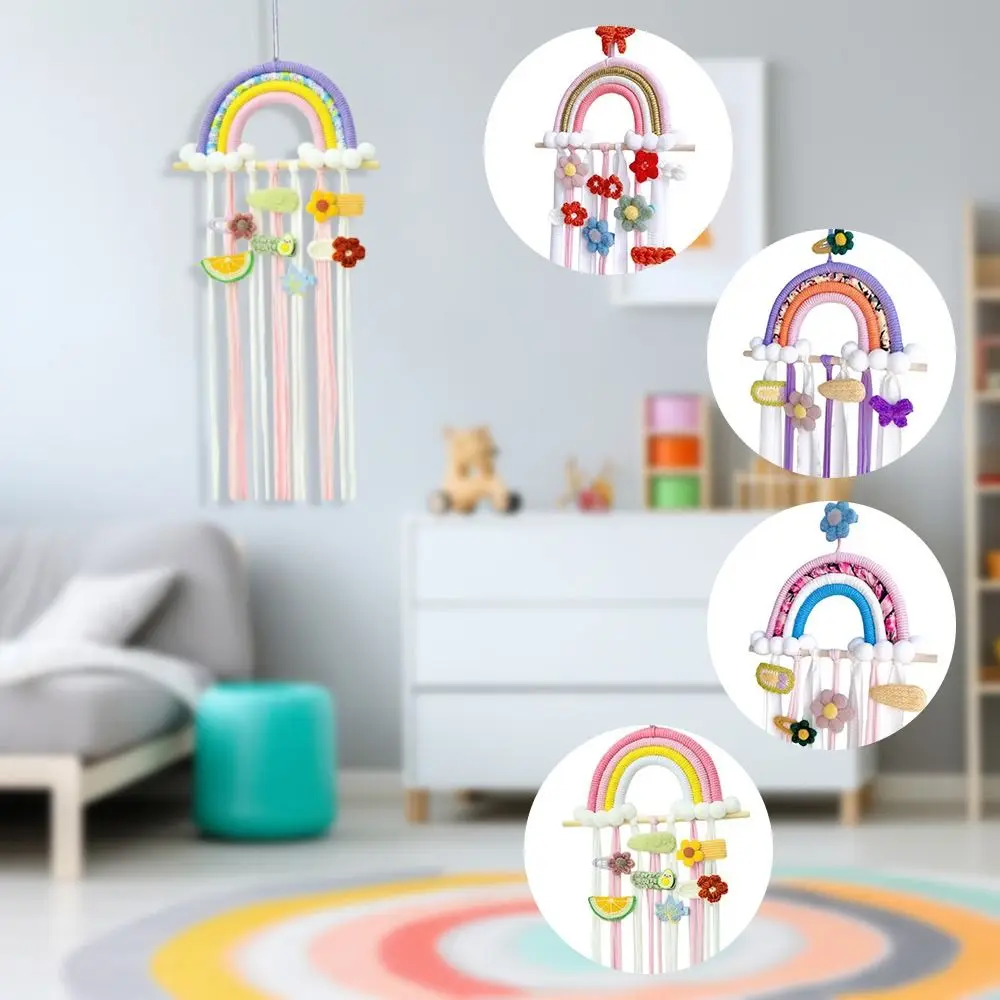 Bow Holder for Girls Hair Bows, Hair Clips Holder Rainbow Bow Organizer Hair Accessories Storage Wall Hanging Decoration 3
