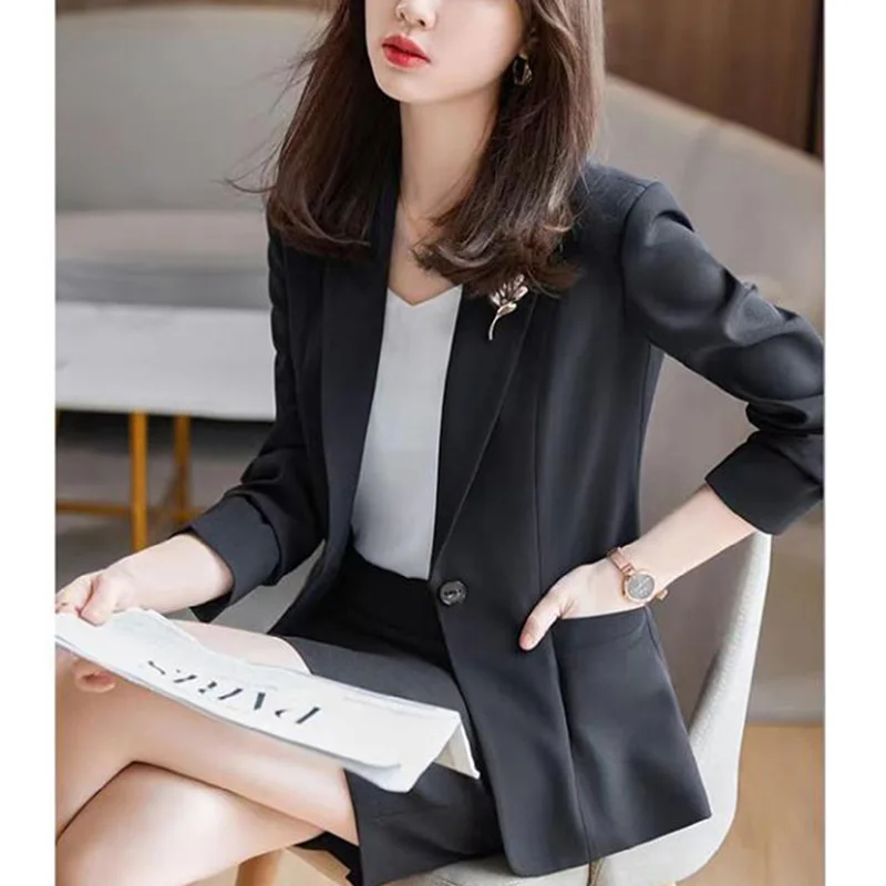 Elegant Solid Color Spliced Pockets All-match Blazer Women's Clothing 2023 Autumn New Oversized Casual Tops Office Lady Blazers