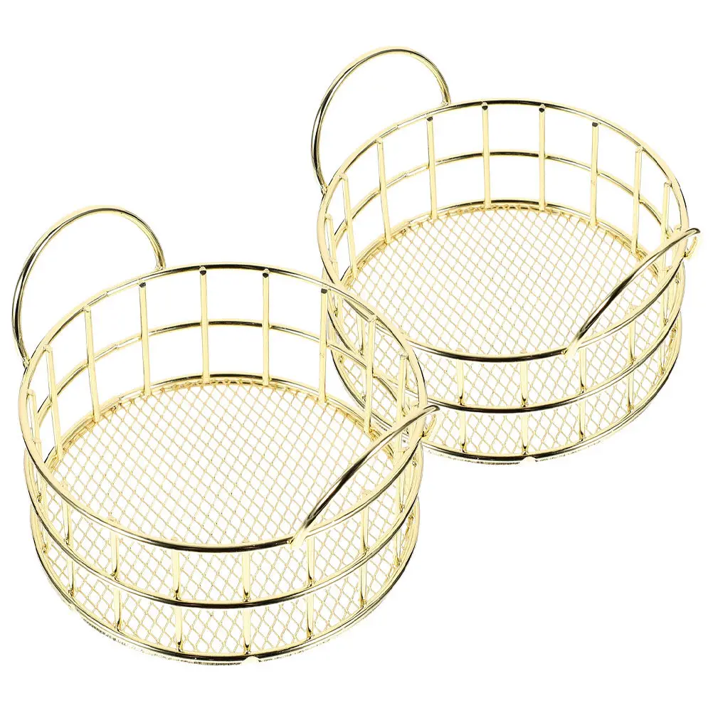 2Pcs 철제 고양이 귀 모양 수납 바구니, 튼튼한 금속 정리함, 데스크탑 수납 홀더, 사무실 및 가정용 다기능 와이어 바구니