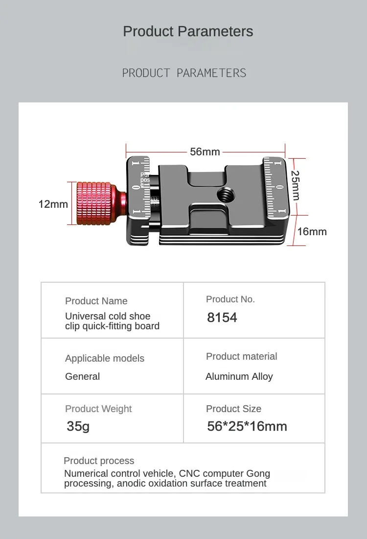 Gimbal-Gegengewichte und Klemmset mit Cold-Shoe-Halterung für DJI Ronin SC Handheld Gimbal Stabilizer Kamera Schnellwechselplatte – Detail 9