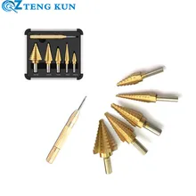 

6-Piece High Speed Steel Imperial Pagoda Drill Set, Triangular Shank Titanium Plated Hole Opener, Reaming Hole Step Drill Bit
