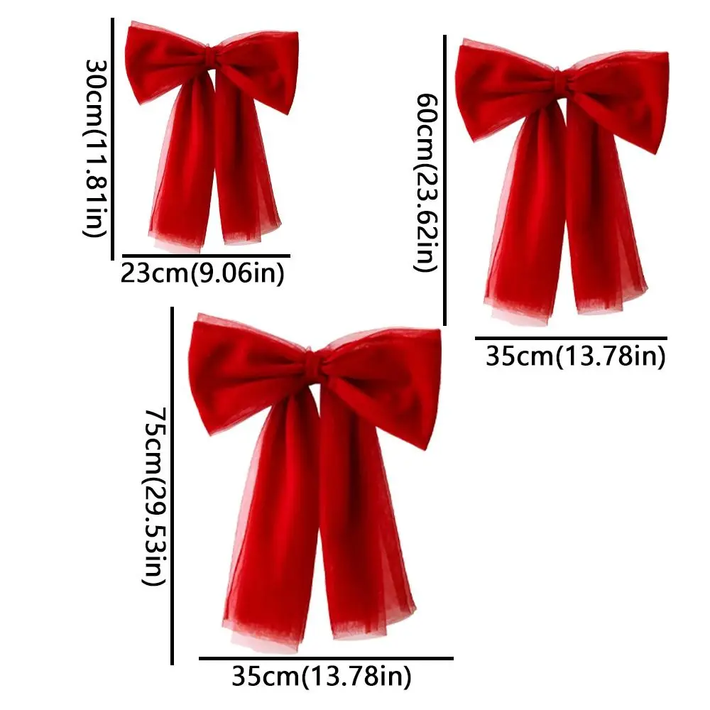Mesh Red Christmas Bow Decoration Decorative Large Bow Knot Baubles Exquisite Xmas Trees Pendant Christmas Tree Topper