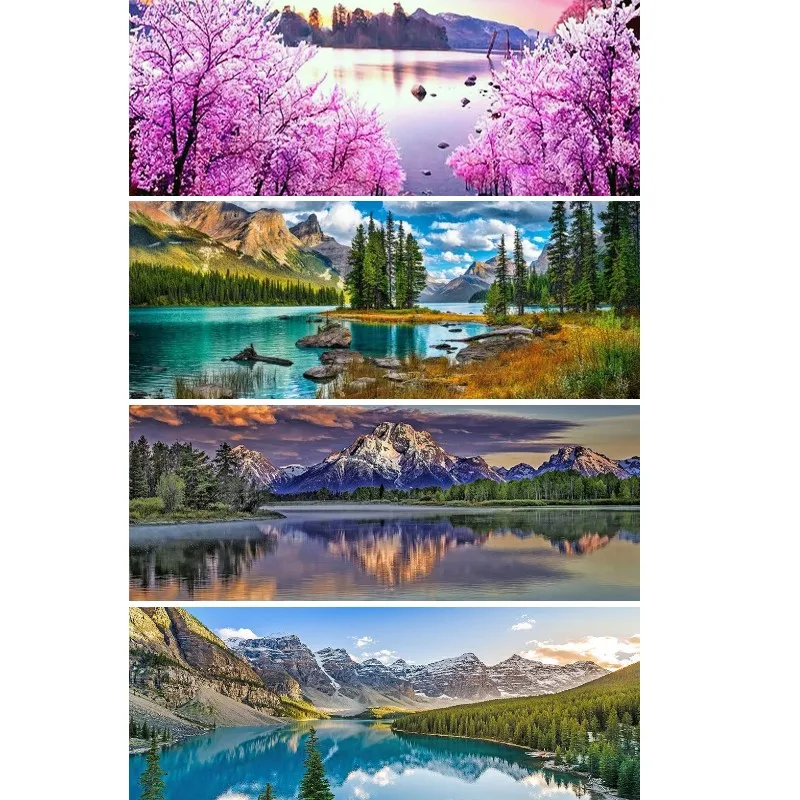 

Full Round Diamond Painting Natural Scenery Lake Mountain Trees Full Square Rhinestone of Picture Diamond Mosaic Large Size