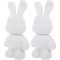 2 Pcs White Diy Bunny Piggy Bank Cartoon Rabbit Coin Storage Home Decor Kids Toys Vinyl Figurine Cute Unfinished Money Box 1