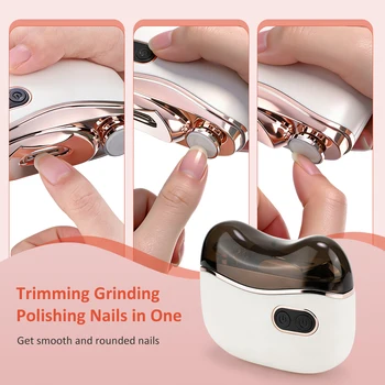 2 in 1 Electric Nail Clippers Polisher with Light Nail Trimmer Finger Toe Scissors Pedicure Nails Cutter Tools For Baby Adults