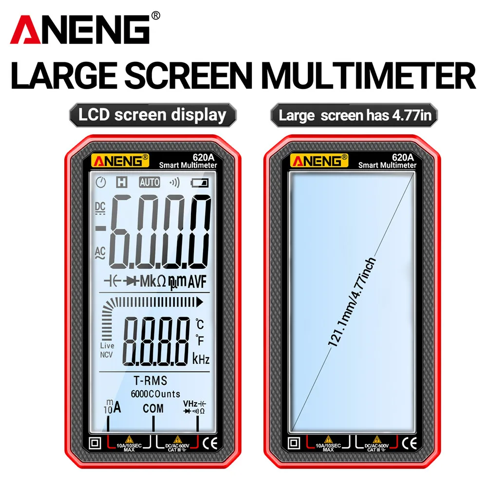 ANENG 620A Digital Multimeter 6000 Counts AC/DC Voltage Current Meter Diode True RMS Capacitor Temp Resistance Hz Test Tools