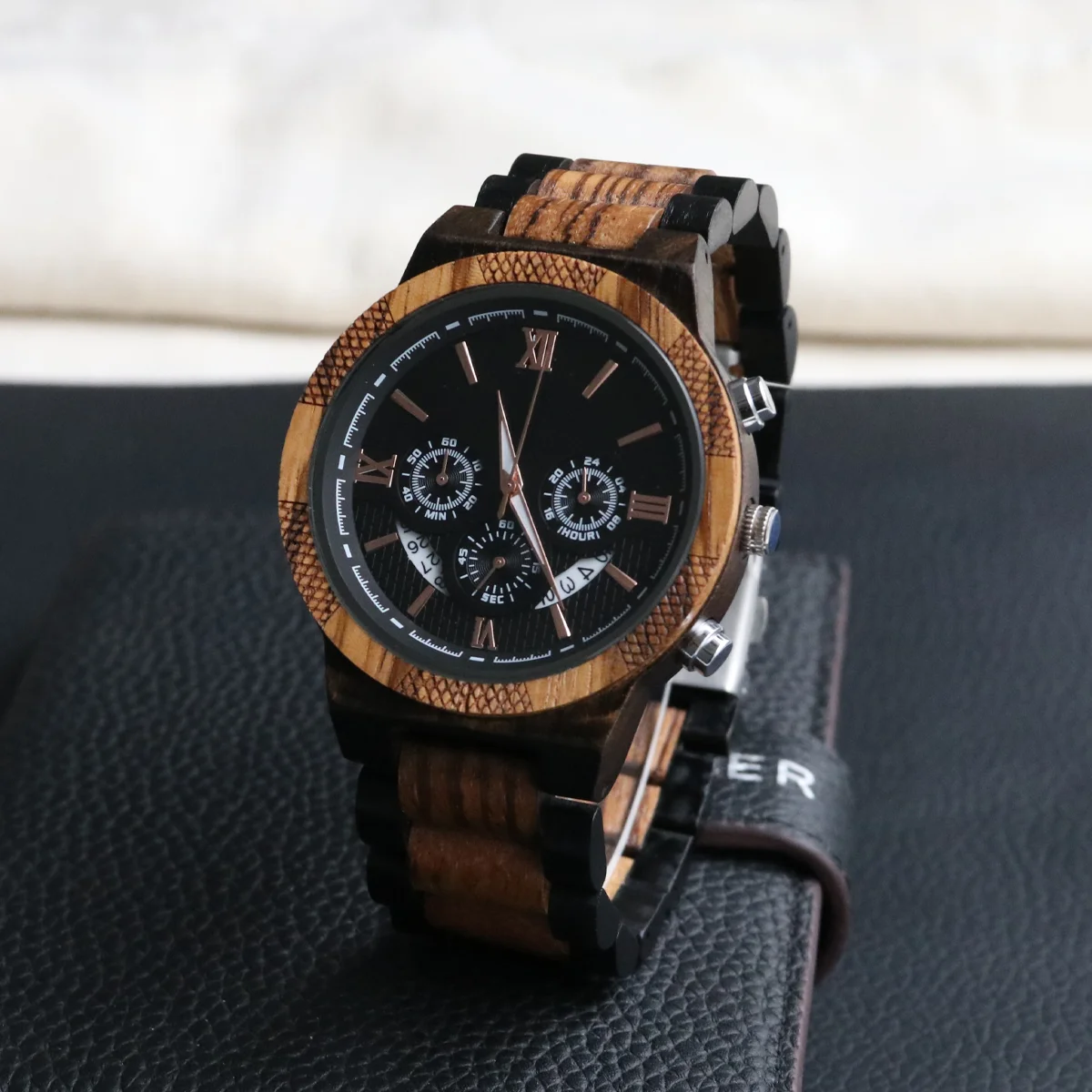Fashion Wooden Watches For Men Clock Multifunction Quartz Wristwatches Men's Gift Reloj De Madera Personalize Man Wooden Watches_voghion.com