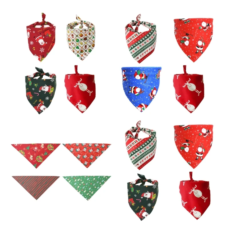 

4PCS Holiday Themed Dogs Scarves Comfort Suit Washable Cotton Pet Bandanas
