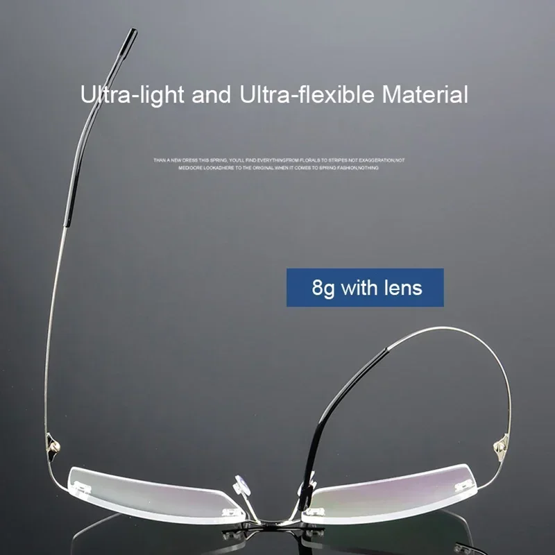 Business Ultra Light Titanium Alloy Super Elastic Metal Danyang Eyeglass Frame Myopia Frameless Glasses Frame Square Glasses