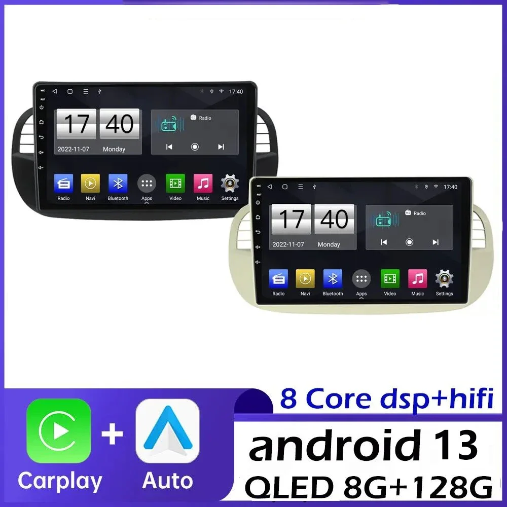 

9'' Android13 Car Radio Multimedia Video Player Stereo Built-in For FIAT 500 4G Stereo GPS Wifi DSP Android Auto Carplay NO DVD