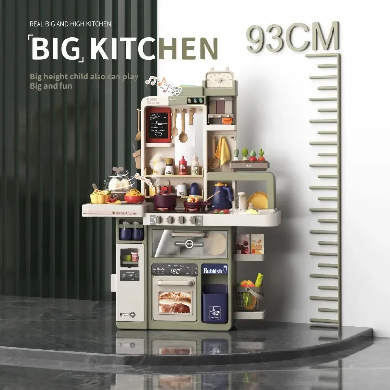 93cm Children's Simulated Spray Kitchen Tableware Set Sound Light Smoke Water Tableware Table Toy Christmas Gift Toy kitchen sink toys pretend kitchen toys kitchen toys