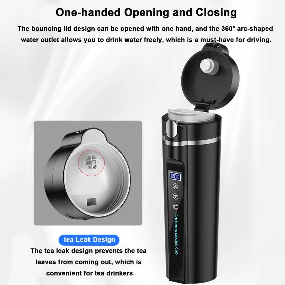 Smart Car Mug Car Heating Thermos Cup 450ML Smart Mug With Temperature Control One-Piece Cup Body Design 12V-24V