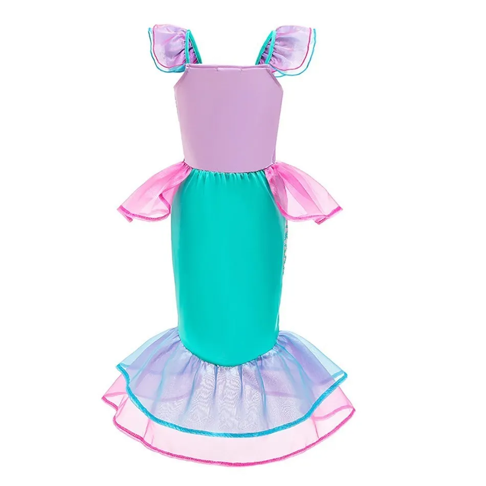 Girl Princess Dress Little Mermaid Costume Baby Girl Ariel Dress Summer Children 3-10 Years
