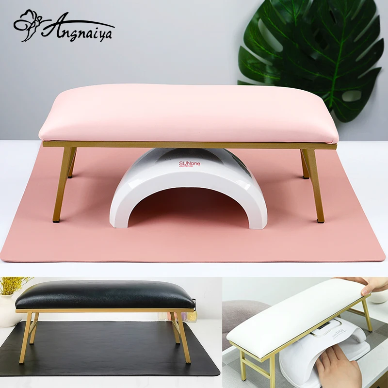 Nail Hand Pillow Set Heighten Nail Table Manicure Table Nail Stand Cushion Nail Mat Pad Iron Leather Arm Rest for Nails