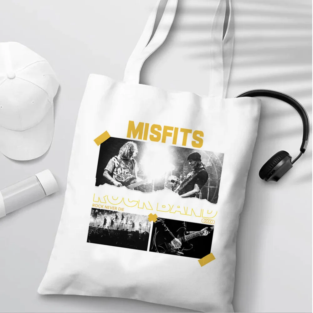 Skull Misfits Shopping Bag Handbag Tote Bag Reusable