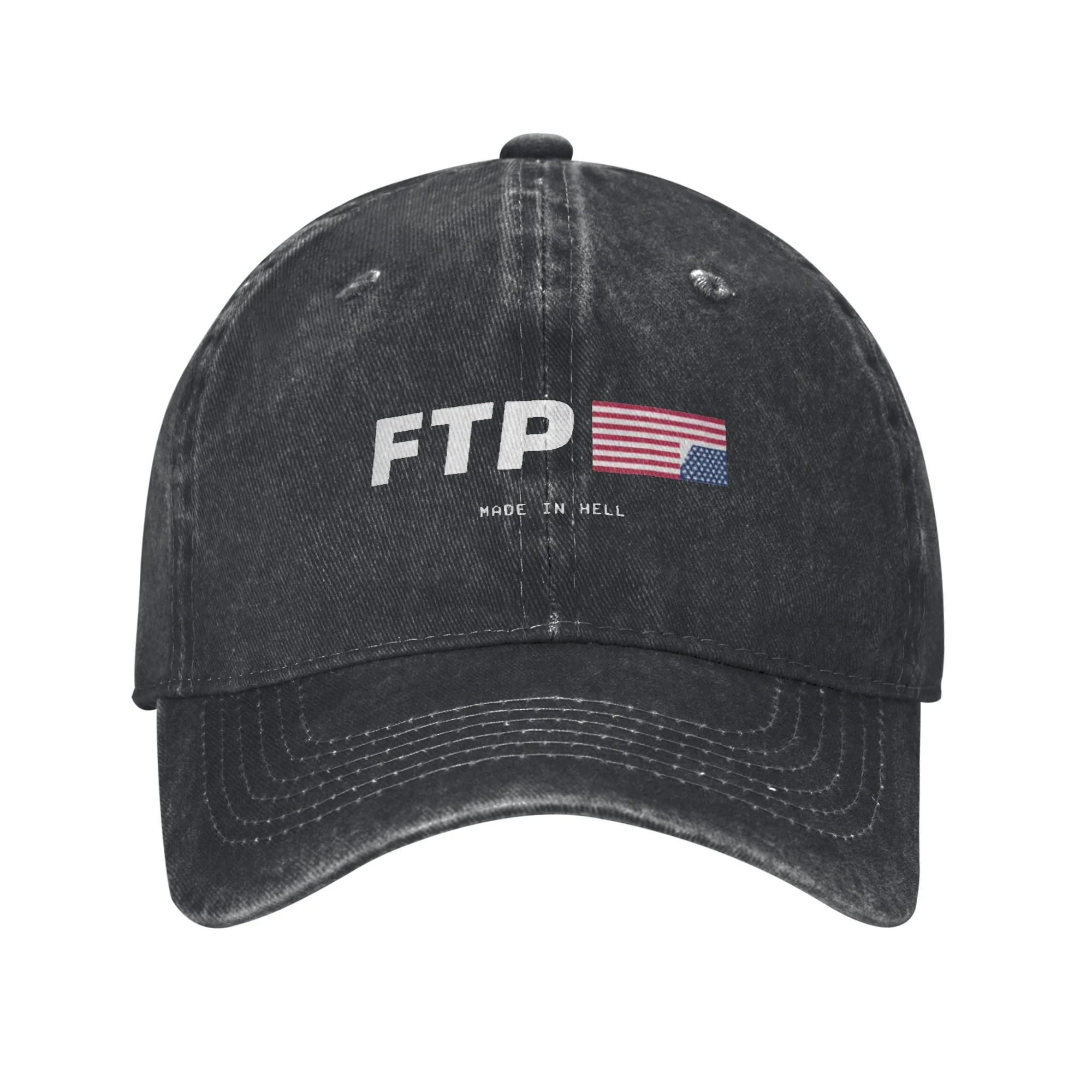 Y2K FTP Made In Hell Personalisierte Retro Cowboy Washed Baseball Caps Mann Denim Sonnenschutz Hut Weibliche Camping Snapback Cap