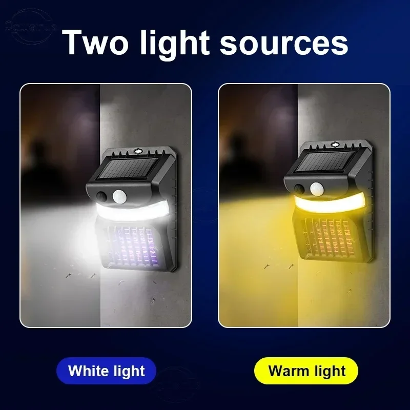 Mosquito Killer Lamp Mosquito Lamp LED Solar Wall Lamp Shock Mosquito Killer Fly Trap Zapper Intelligent Induction Outdoor Garden Wall