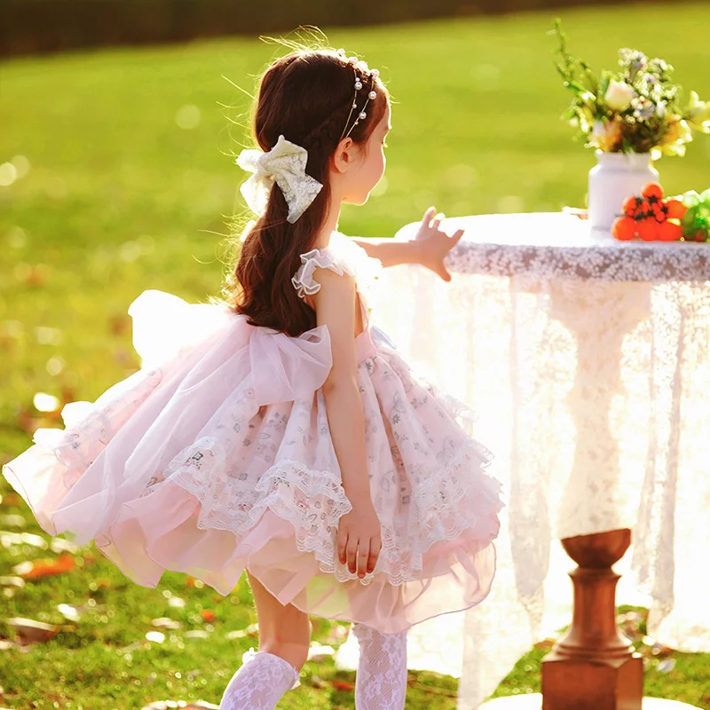 Summer New Girls Sleeveless Vest Chiffon Skirt Girls Lolita Princess Skirt Swallow Tail