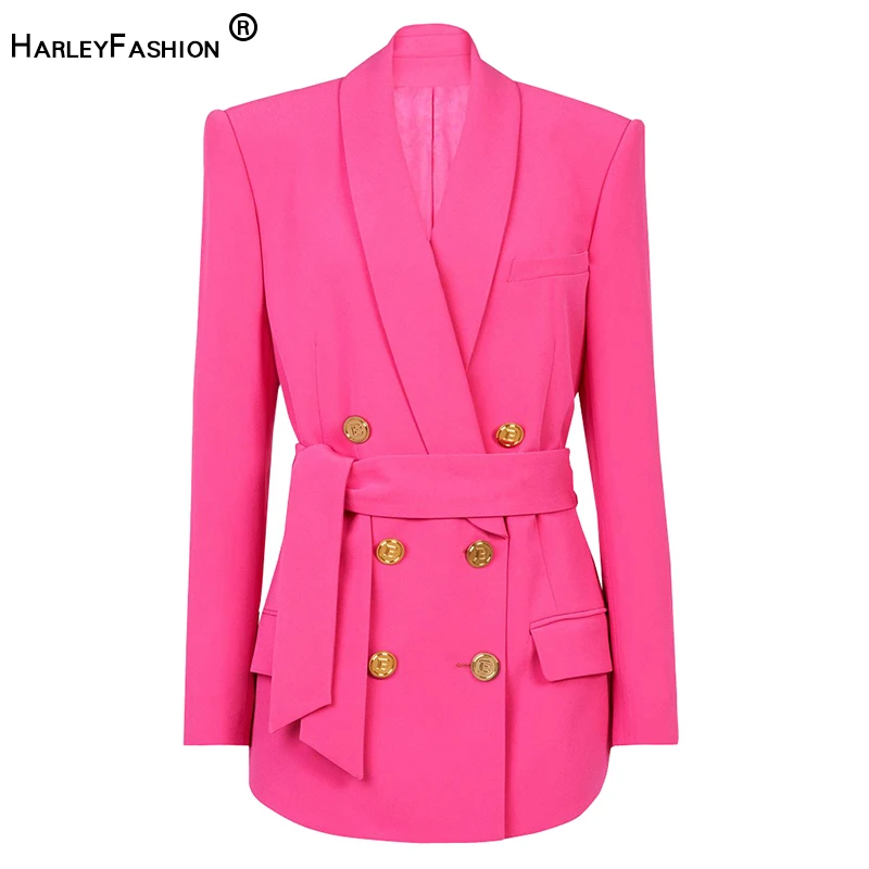 

2022 Fall Designing 3 Colors Loose Long Women Tailored Leisure Suits Quality Ladies Blazers with Belt